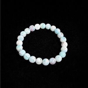 Elegant 8mm Larimar Beaded Bracelet (Dominican Republic)
